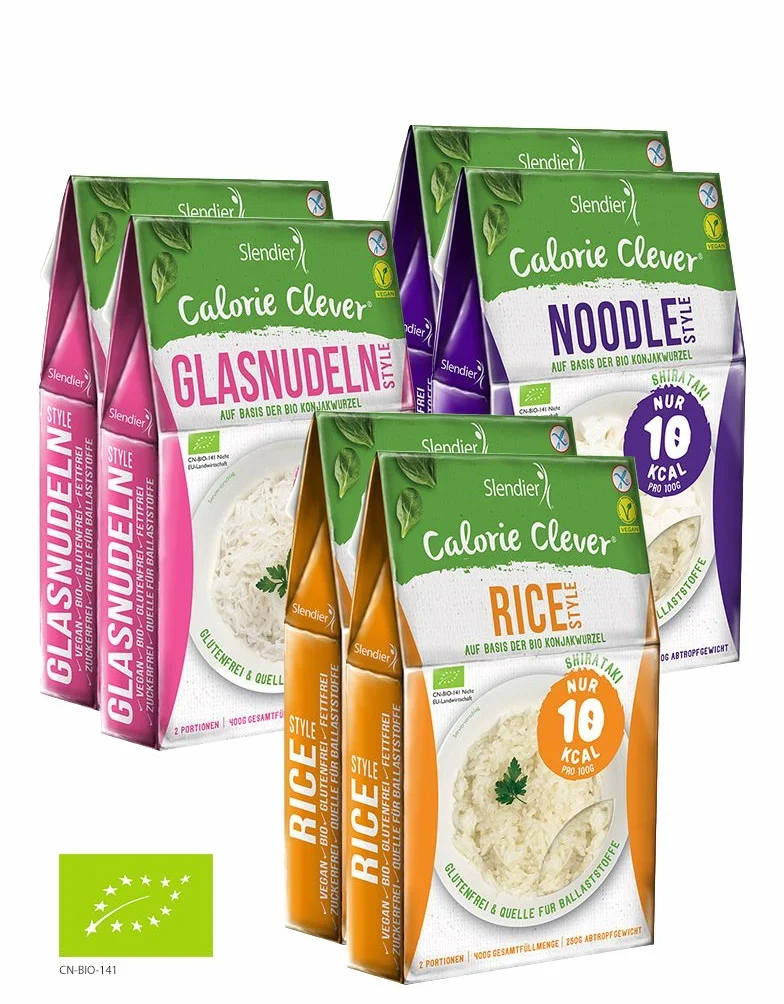 Slendier Bio Konjak Confezione Degustazione di Noodle Asia, 6 x 250 g