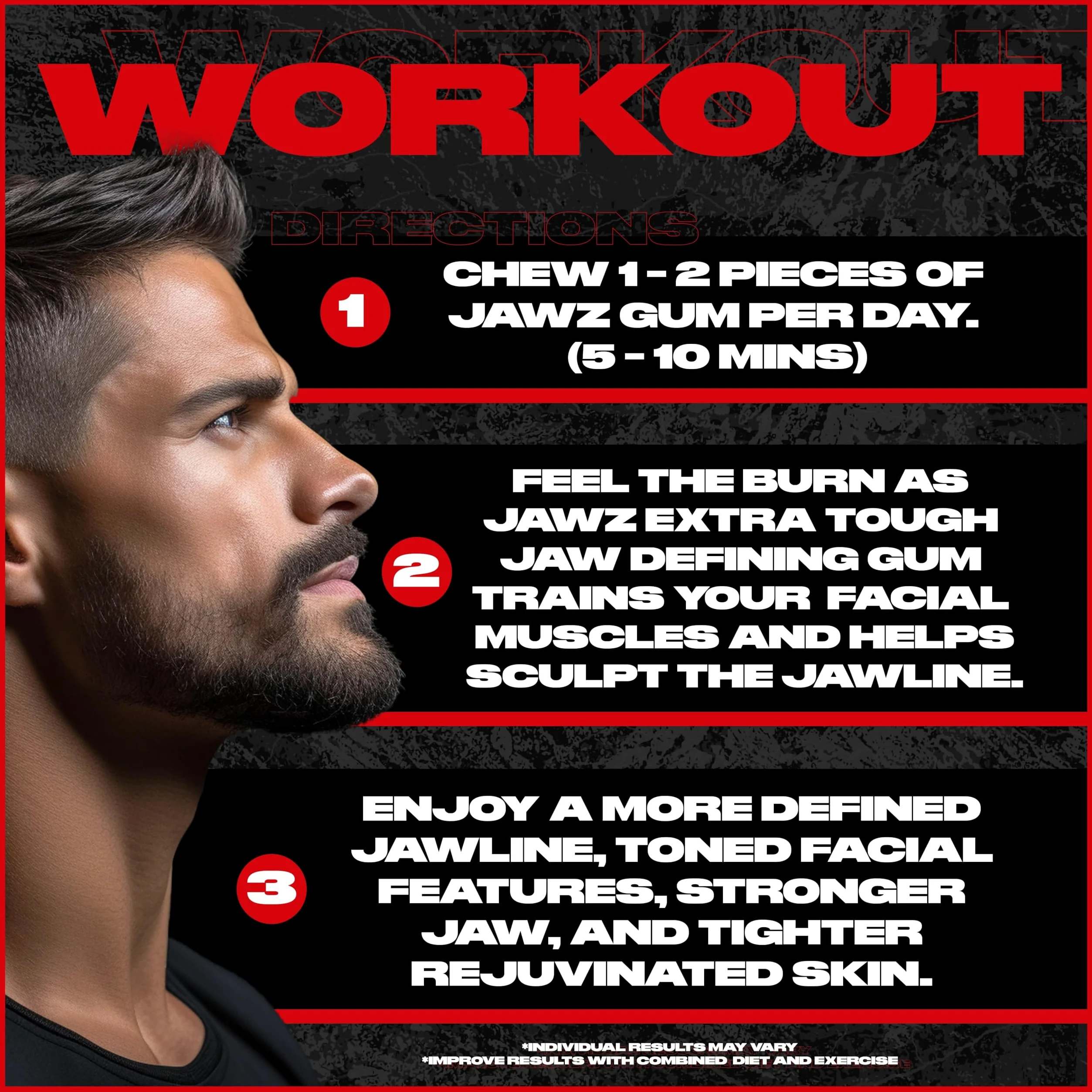 Jawline Chewing Gum (fornitura per 4 mesi) Anguria - Definisci la tua linea della mascella, snellisci e tonifica il tuo viso - Esercitatore facciale per uomini e donne - Gomma dura senza zucchero (10