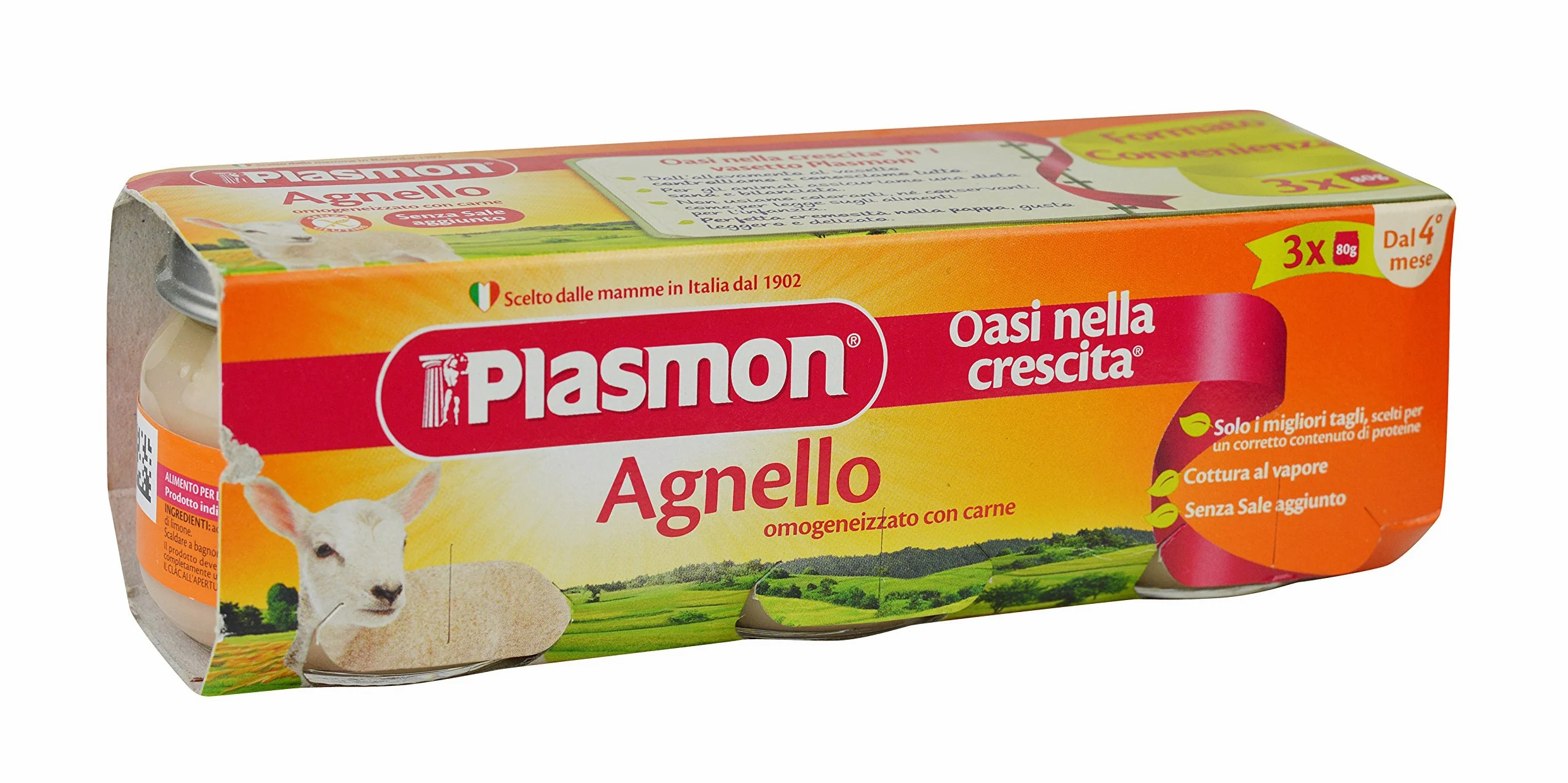 Plasmon Omogeneizzato Agnello - 24 vasetti da 80 gr - Totale: 1.92 kg