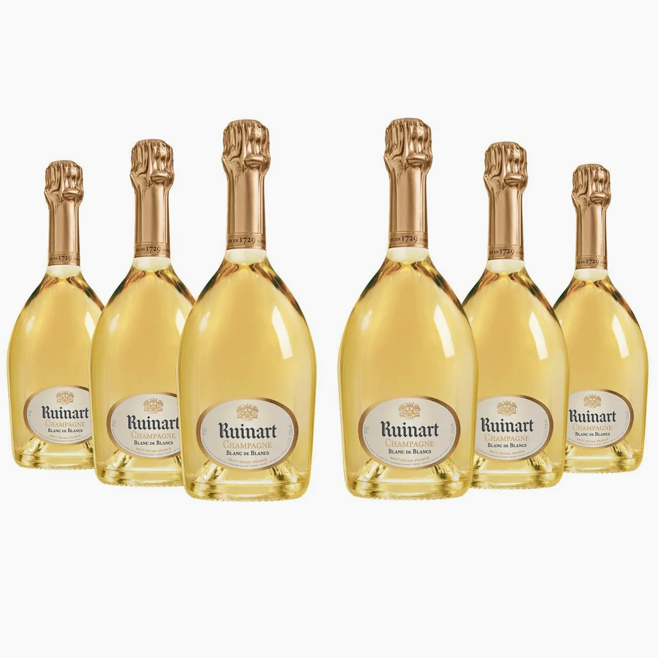 Ruinart Set di 6 bottiglie di champagne - Blanc De Blancs, 750 millilitri