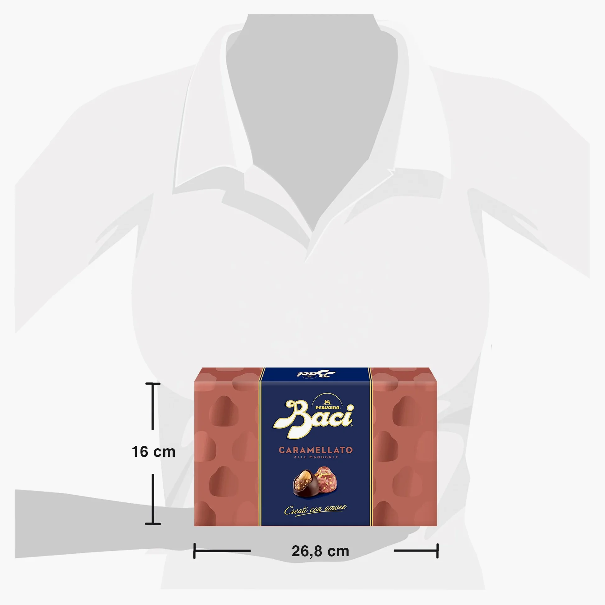 BACI PERUGINA Caramellato alle Mandorle Cioccolatini Fondenti ripieni al Gianduia, Scatola Regalo 150g