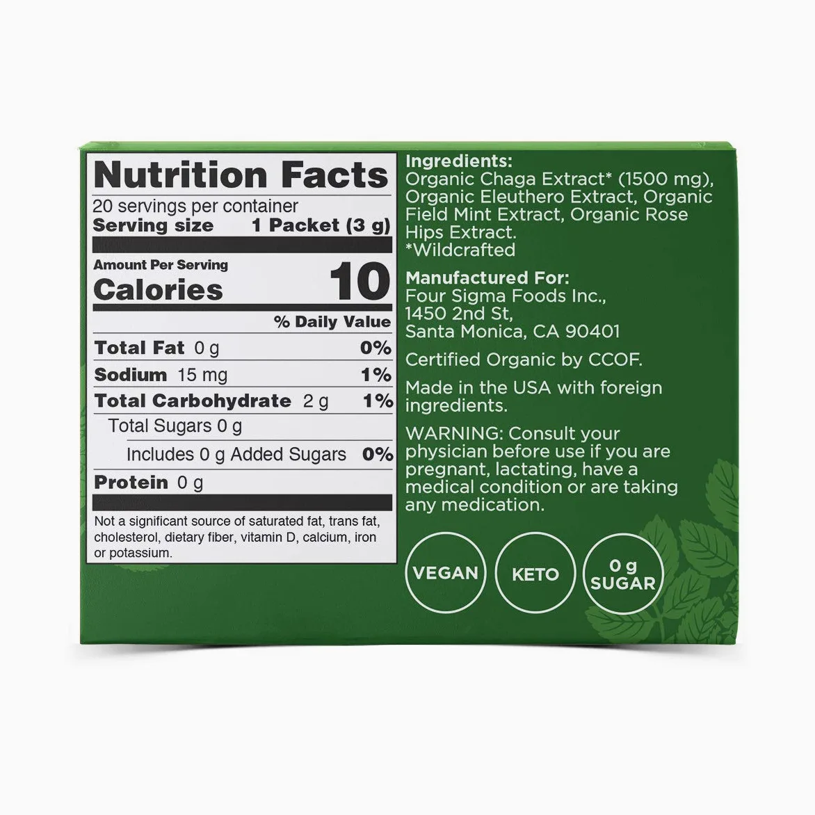FOUR SIGMATIC Mushroom Elixir Mix with Chaga 20 x 3 g bustine 60 g