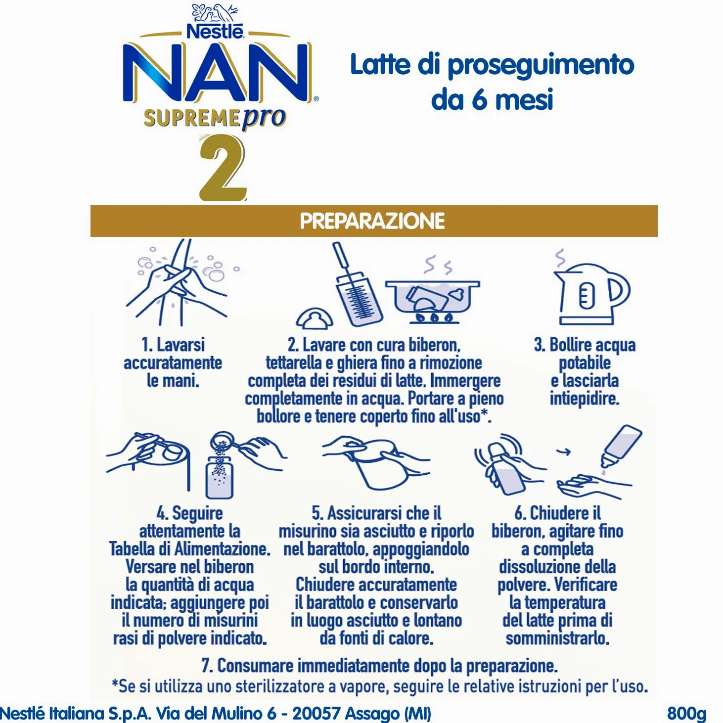 NESTLÉ NAN SUPREMEpro 2 Latte di Proseguimento Polvere da 6 mesi, Latta 800g