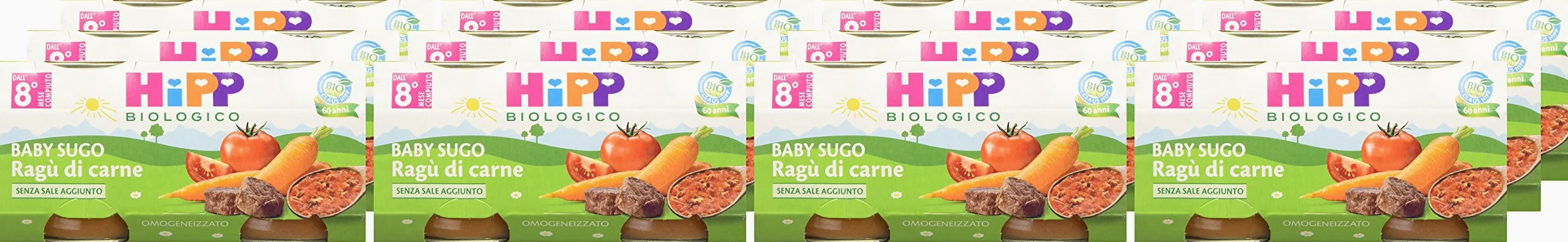 HiPP - Baby Sugo Biologico per Bambini, Gusto Ragù di Manzo, Senza Aggiunta di Sale e Aromi, 24 Vasetti da 80 g