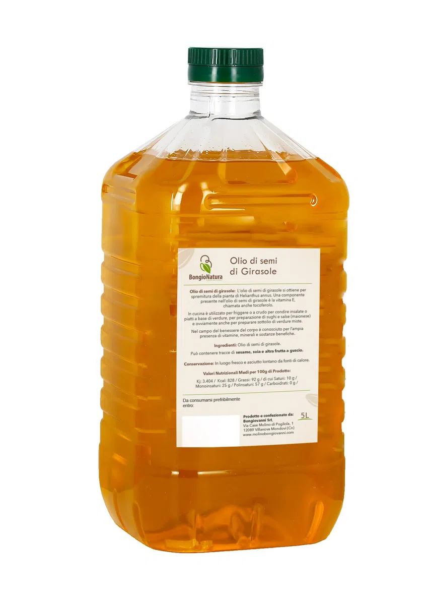 Olio di Girasole Crudo spremuto a Freddo 5 Taniche da 5 Litri (25 Litri) Ideale per Dolci e Fritture