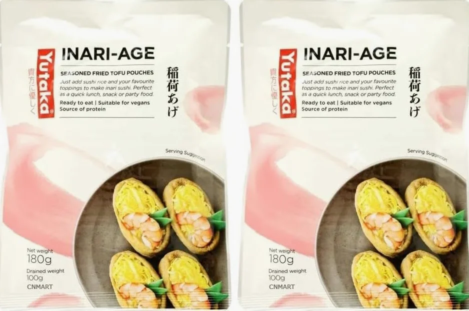 Yutaka Inari - Buste per sushi e tofu fritto stagionato, 10 pezzi, 180 g (confezione da 2)