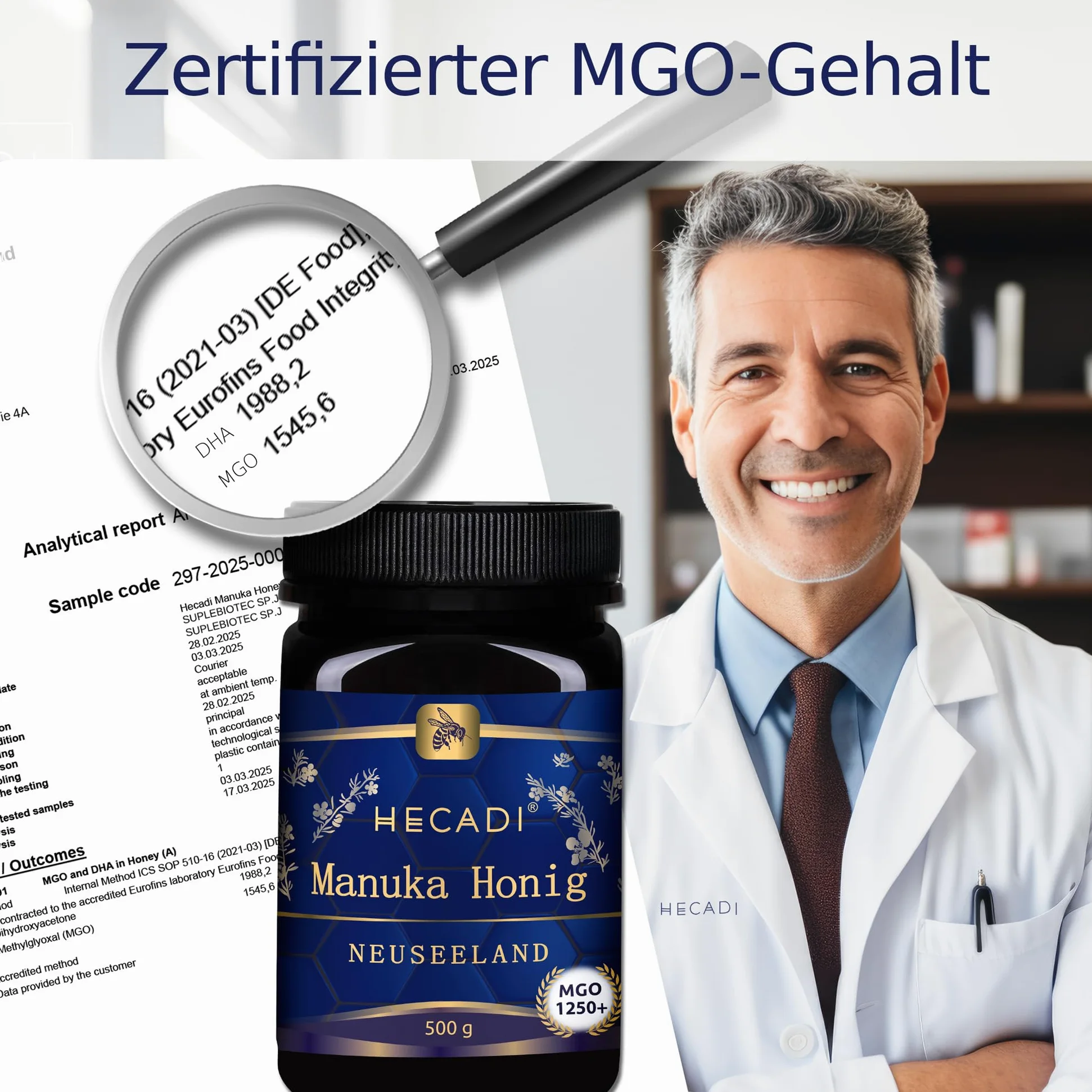 Miele di Manuka 1250+ Originale della Nuova Zelanda, con contenuto di MGO confermato 500g