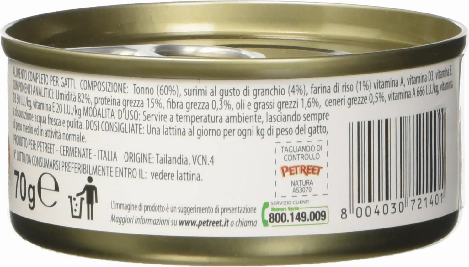 Petreet Natura Tonno Rosa con Surimi Granchio - Confez. da 48 Pezzi x 70 gr