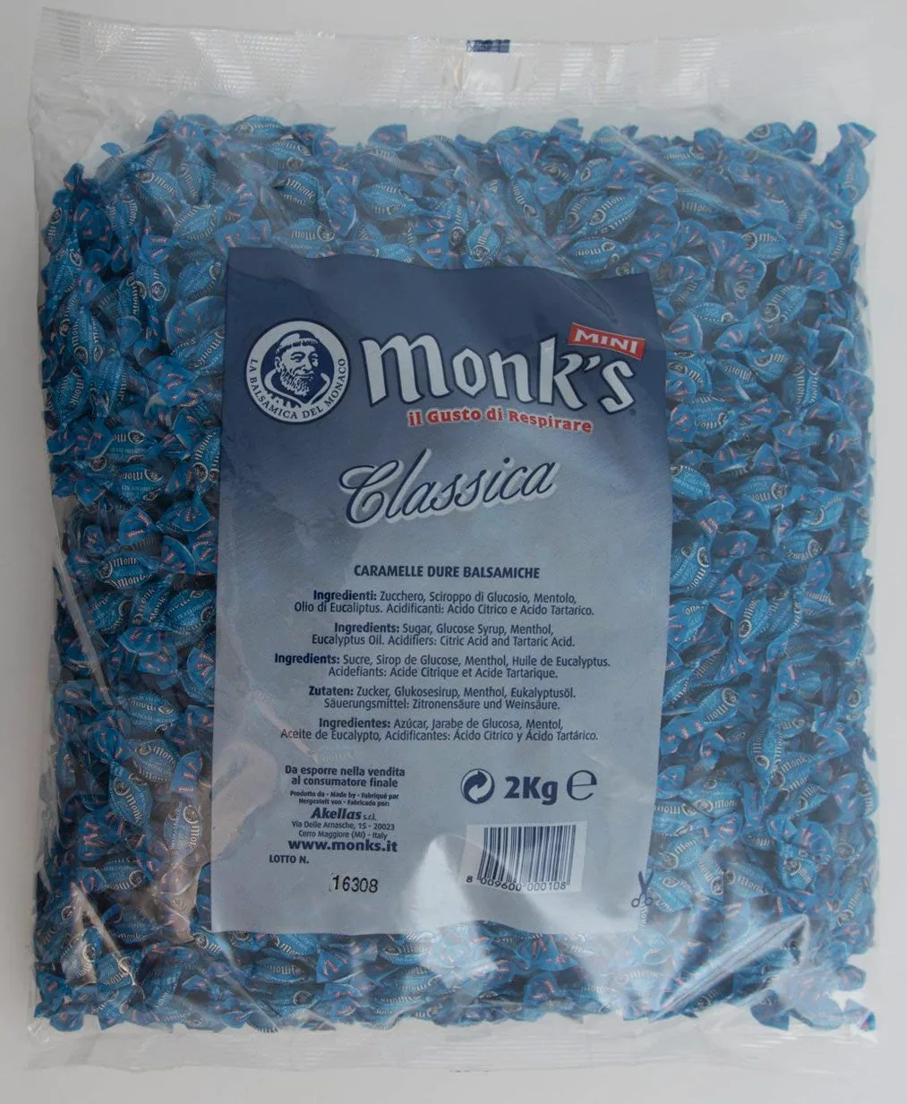 Caramelle Mini Monk's Balsamiche kg 2 | Sollievo immediato contro tosse, raffreddore e mal di gola, insieme alla piacevole freschezza delle erbe naturali