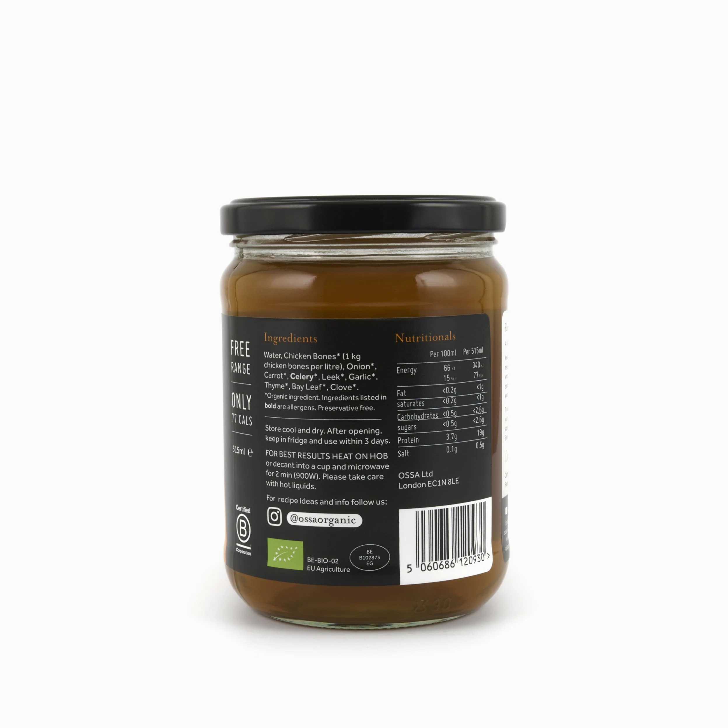 Ossa Chicken Ambient Bone Broth, High-Protein Broth, Preservative-Free Soup & Cooking Essential, Keto & Paleo-Friendly Soup Maker for Gut Health & Digestion, 515 mL