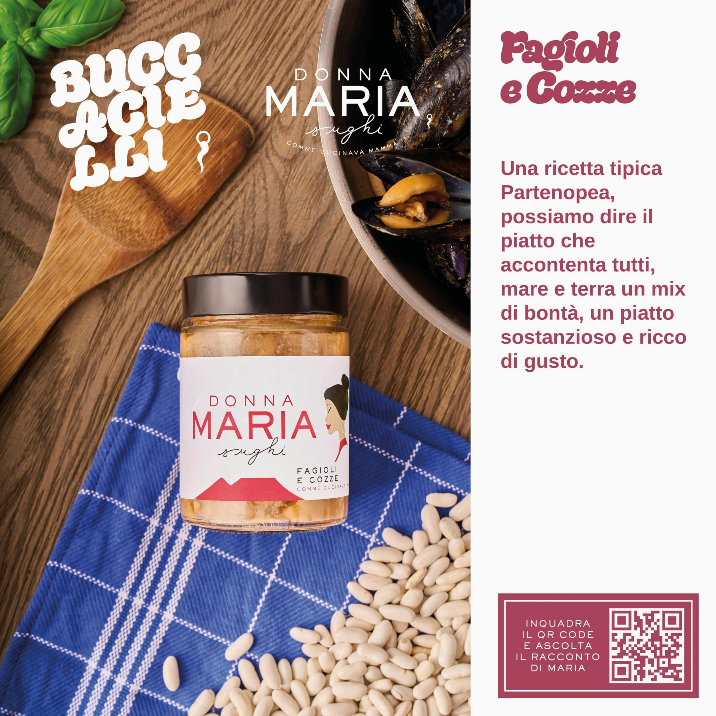 DONNA MARIA box Sughi Pronti per Pasta - sugo pronto artigianale della cucina napoletana - fagioli e cozze - salsicce e friarielli - genovese