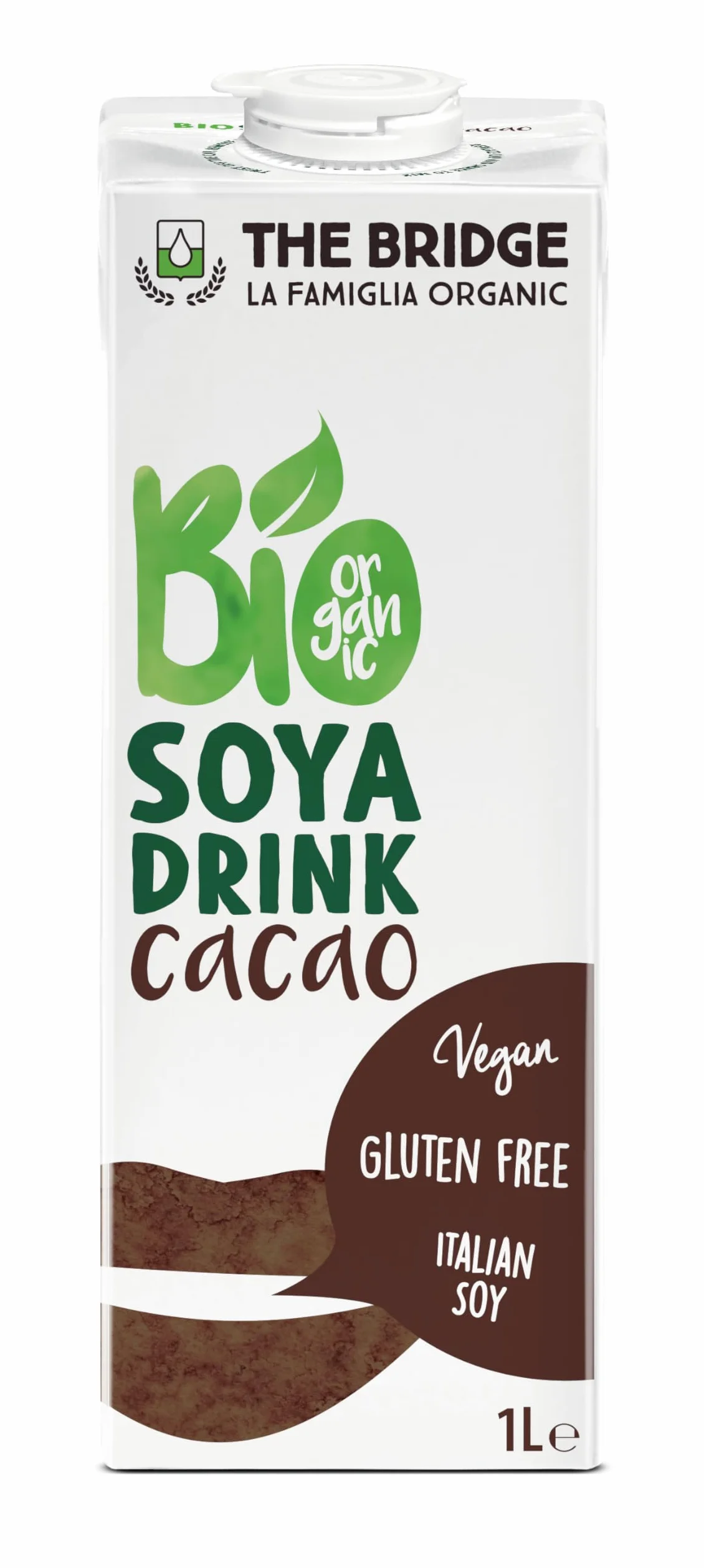 The Bridge - Bio Soya Drink Cacao - Bevanda Biologica a base di Soia con Cacao (Formato da 1 litro, Scatola da 12 pezzi)