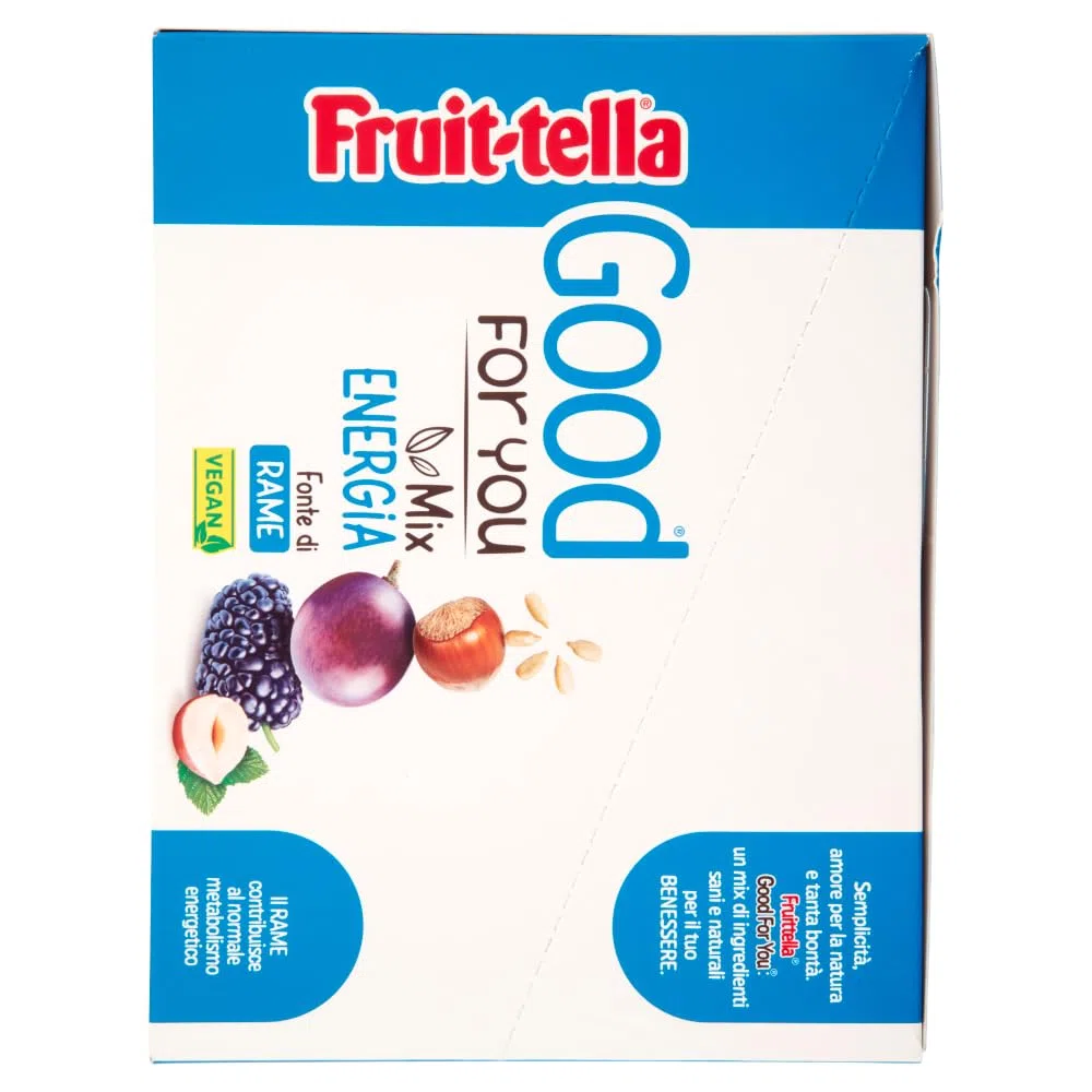 Fruittella Good For You Mix Energia, Snack di Semi, Frutta Secca e Disidratata, Vegan, Fonte di Rame, Senza Glutine, Confezione da 20 Bustine Monoporzione, da portare sempre con Te