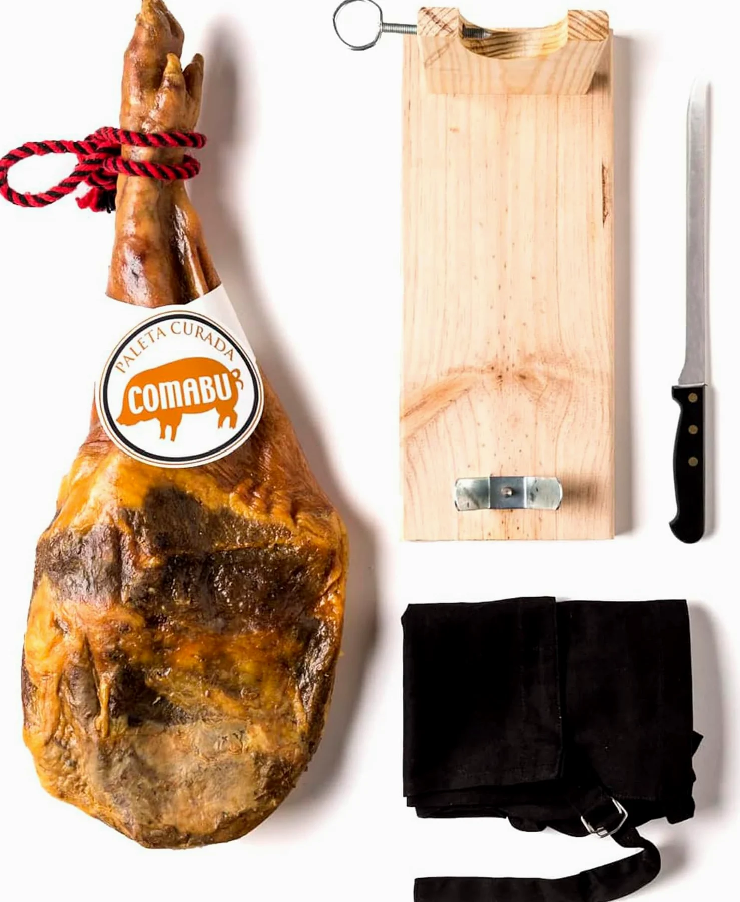 La Nevera Española | Paleta Curata, Porta Prosciutto, Coltello e Grembiule | Peso 4,5 KG | Curación Minima 10 Mesi | Prosciutto Comabu | Il Prosciutto della Nevera Española