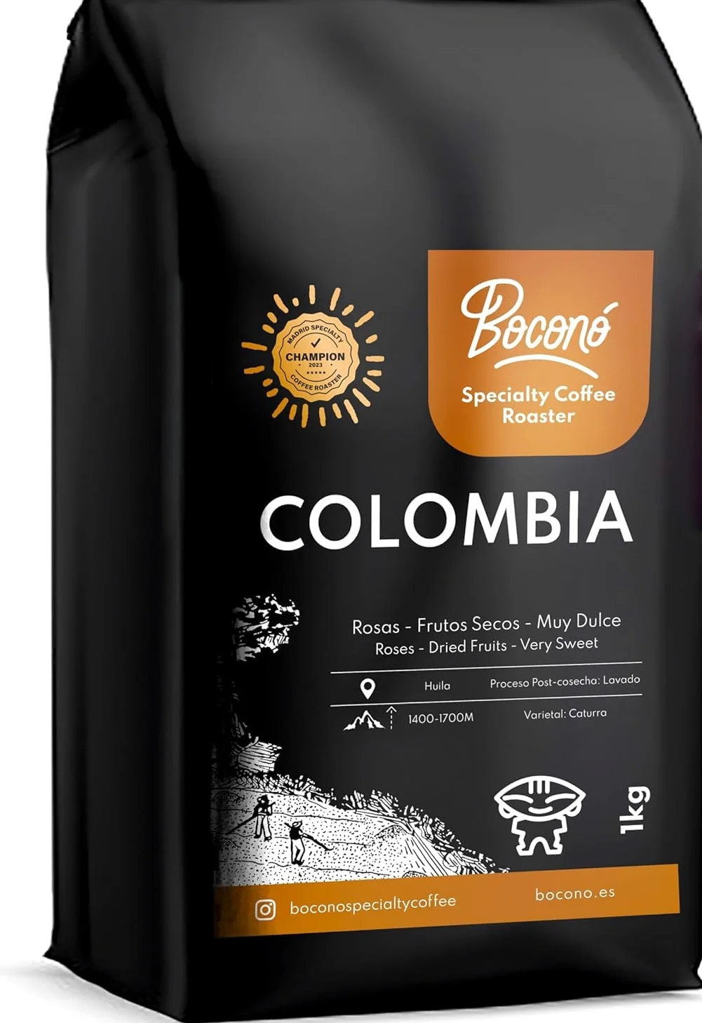 Bocono Specialty Coffee. Caffè Colombiano Specialty Coffe. Caffe in Grani 1 kg. Caffè in Grani Naturale di Specialità Tostatura Media Artigianale. Processo Lavato. Caffe in Grani Arabica per Espresso