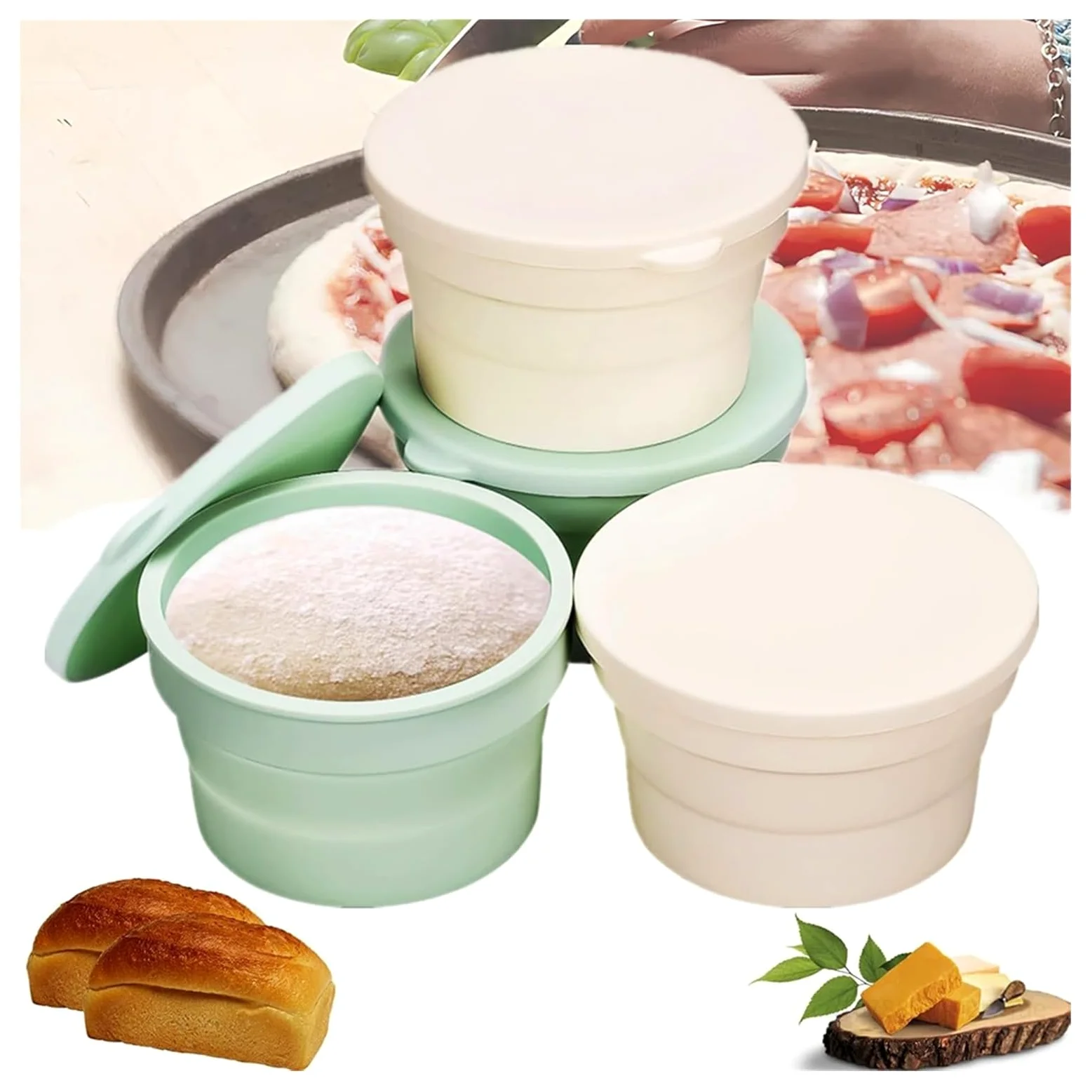 Scatola for la lievitazione della pizza impilabile, accessori da cucina for cottura del pane(2pc White)