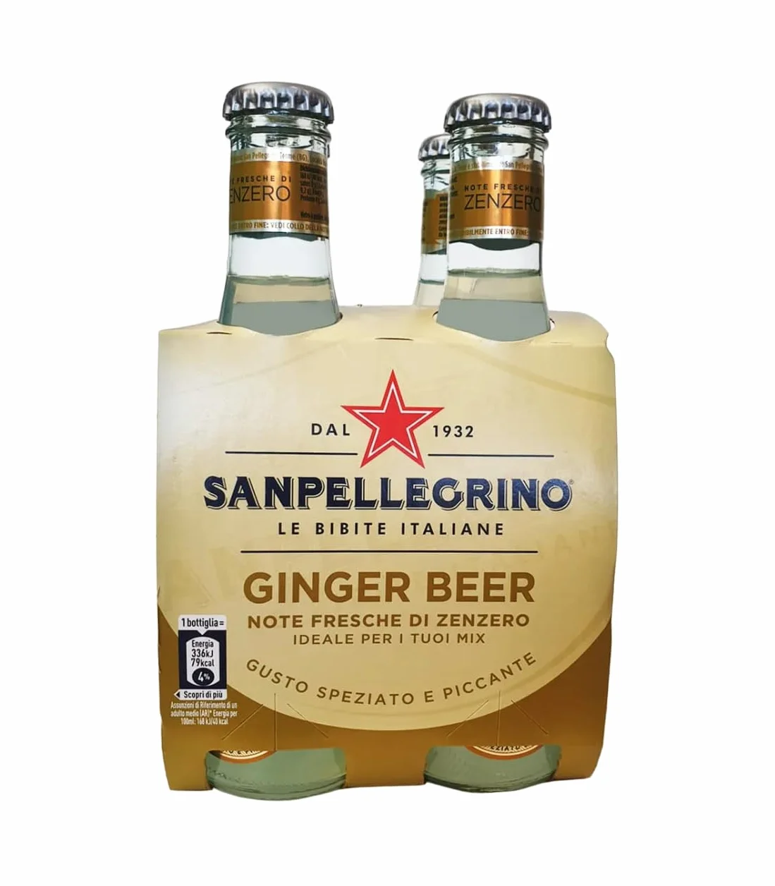 24x San Pellegrino Ginger Beer, bevanda analcolica italiana rinfrescante gassata con note di zenzero, bottiglia di vetro da 20cl