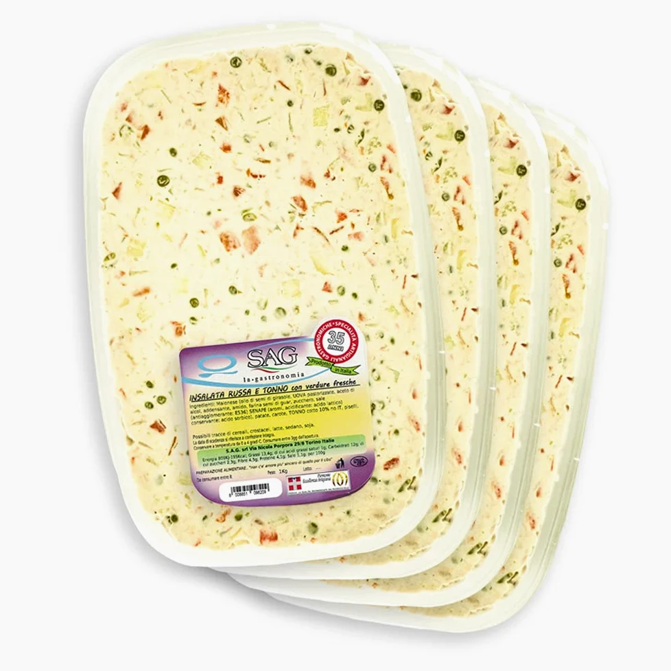 Insalata Russa con tonno e verdure fresche, (Confezione 4 pz. da Kg) – SAG