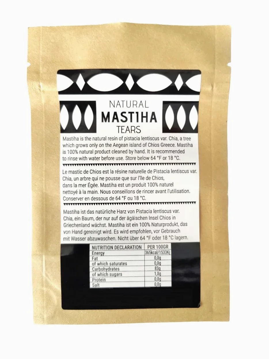 IconsGr Chios Mastiha Lacrime Gum Greco 100% Naturale Mastic Pack da coltivatori di mastice (50gr Lacrime medie)