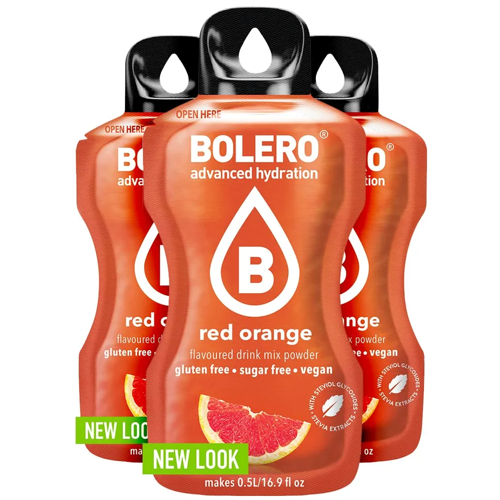 SET 72 BOLERO DA 3 GRAMMI RED ORANGE Preparato istantaneo per Bevande con Stevia e Vitamina C e Senza Zucchero