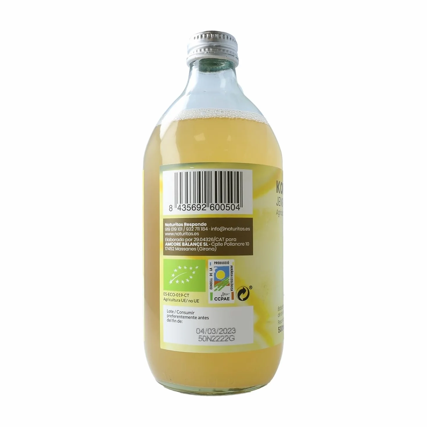 Pack 6x Kombucha Zenzero e Limone Bio 500ml Naturitas Essentials | Bevanda sana | Aiuta la digestione | Frizzante | Probiotico