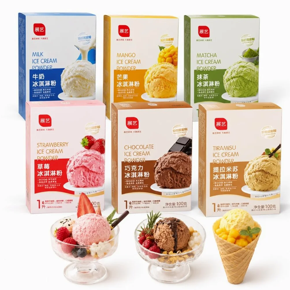 6 Gusti Di Gelato In Polvere Confezione Da 100 G Fai Te Fatto In Casa Facile Preparare Senza Bisogno Macchine Fragola Matcha Cioccolato