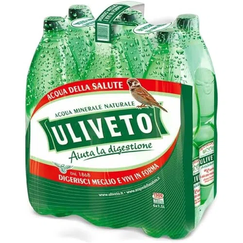 acqua Minerale Effervescente Naturale Uliveto, Bicarbonato-Calcica, 6 Bottiglie da 1,5 L, Aiuta la Digestione