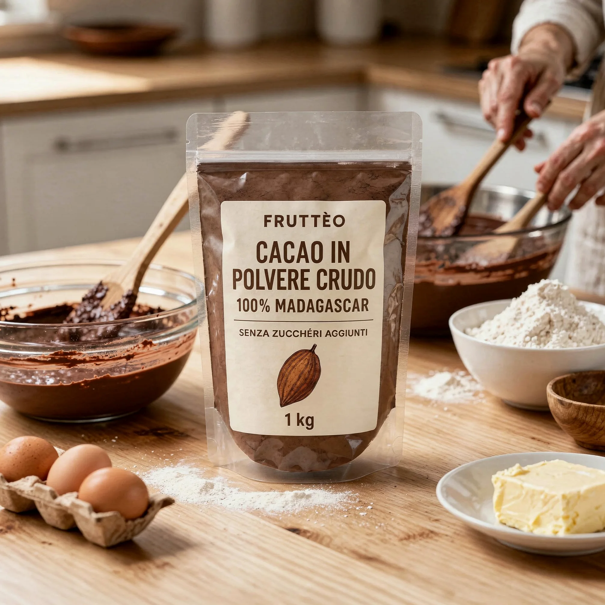 Cacao Amaro in Polvere 1 Kg Madagascar – 100% Puro Non Alcalinizzato – Gusto Intenso e Aromatico – Ideale per Dolci, Pasticceria e Bevande – Qualità Premium