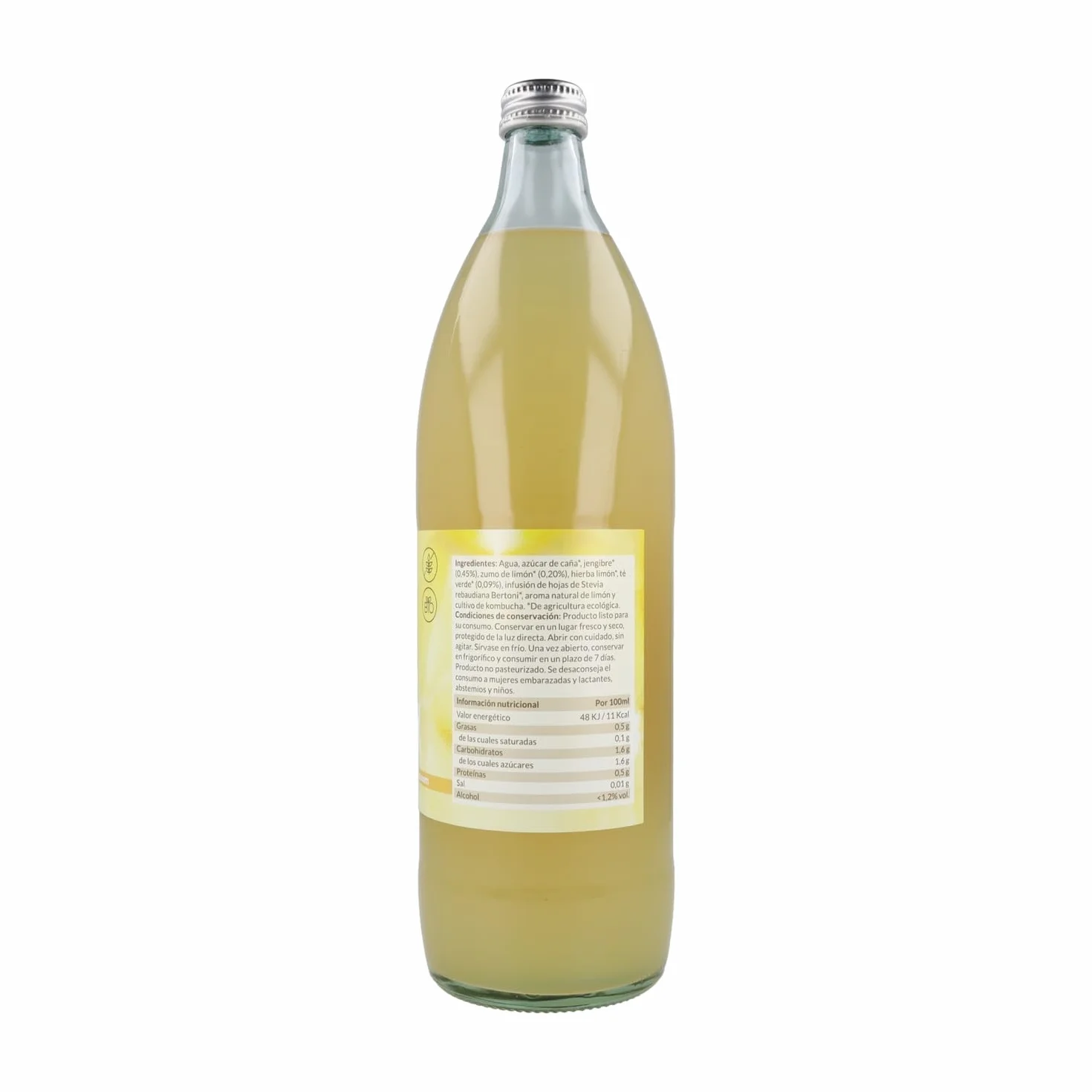 Kombucha Zenzero e Limone Bio 1L Naturitas Essentials | Bevanda sana | Aiuta la digestione | Frizzante | Probiotico