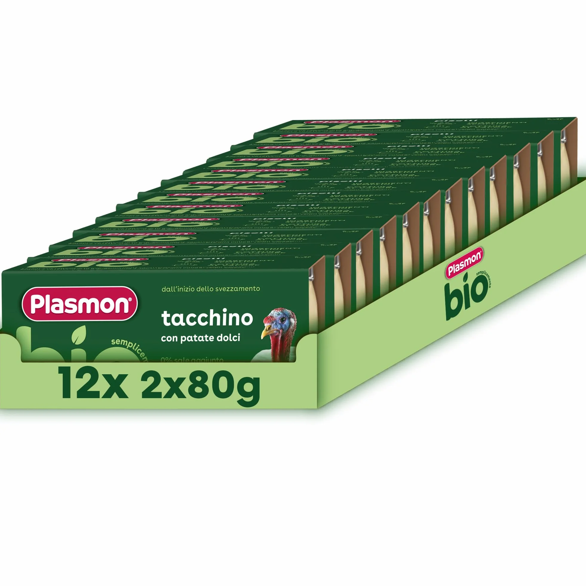 Plasmon BIO Omogeneizzato Tacchino 2X80g (12 Confezioni)