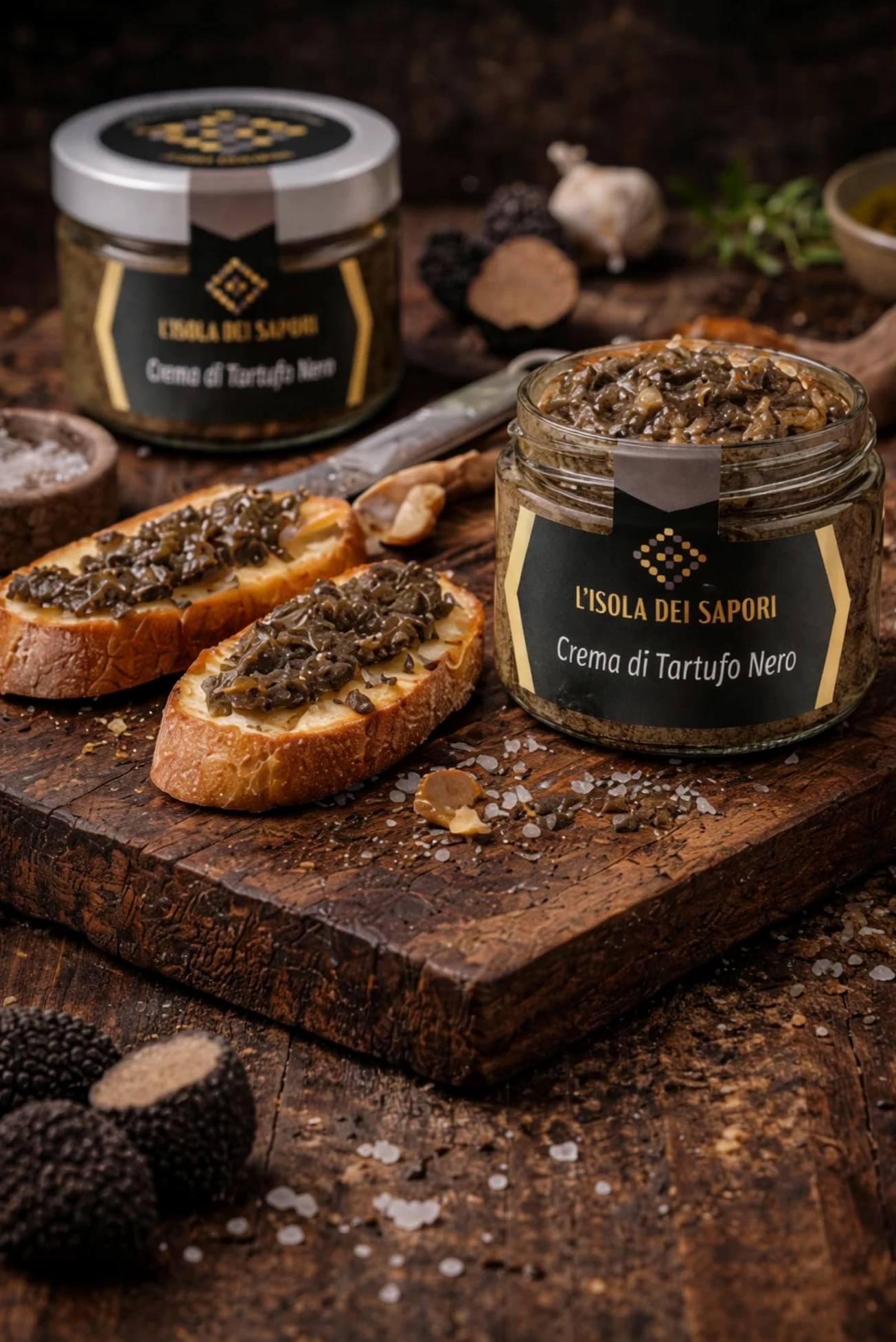 L'Isola dei Sapori 100% Crema di Tartufo Nero, Condimento Pasta Risotto Bruschette - 100 g
