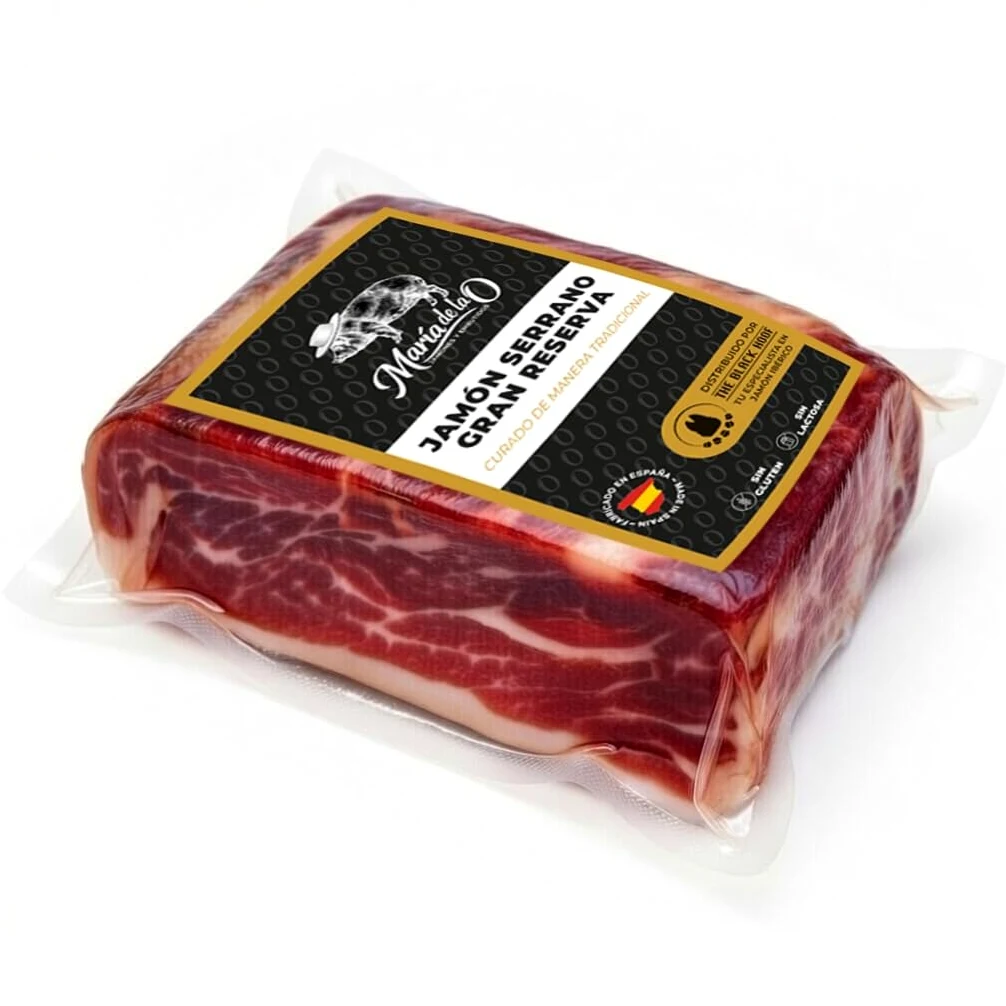 Prosciutto Serrano Gran Reserva Disossato ca. 1 kg | Jamon Serrano stagionato 15+ mesi | Senza additivi | Certificato UE (ETG) | Prodotto in Spagna da The Black Hoof