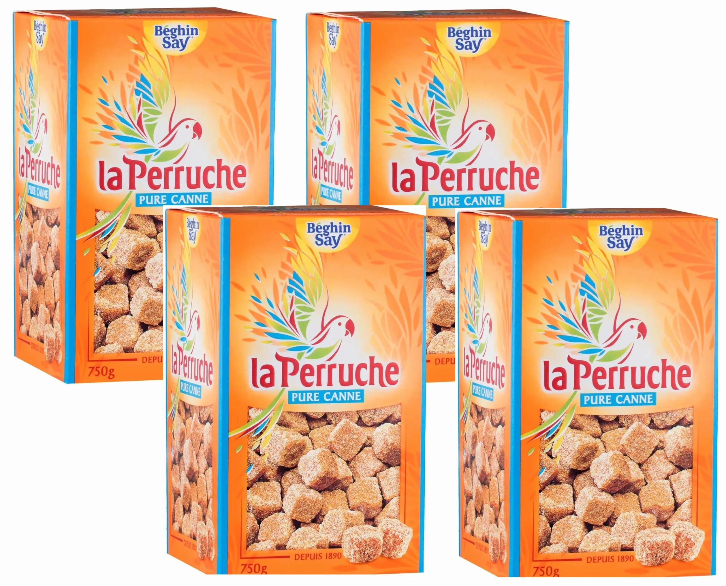 La Parrucche Zucchero, in pezzi puri, canna Beghin Say 750 g, confezione da 4, venduto in confezione