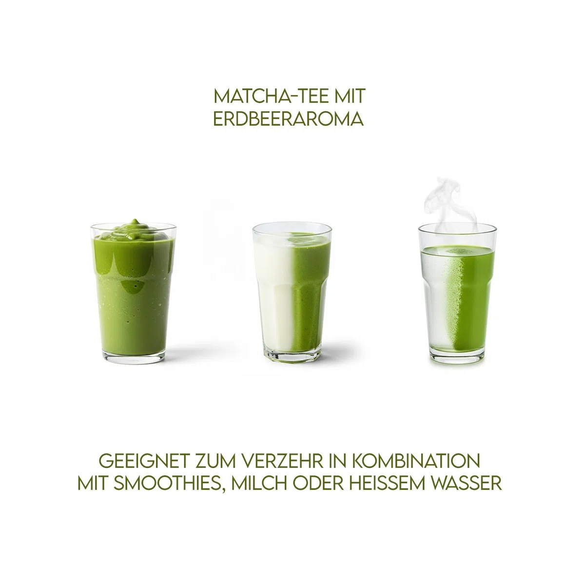 Tè Matcha – Tè verde – Tè alla spirulina e aroma di fragola – 20 pezzi Estratto di tè verde, estratto di spirulina, estratto di cehri, PREMIUM GIAPPONESE