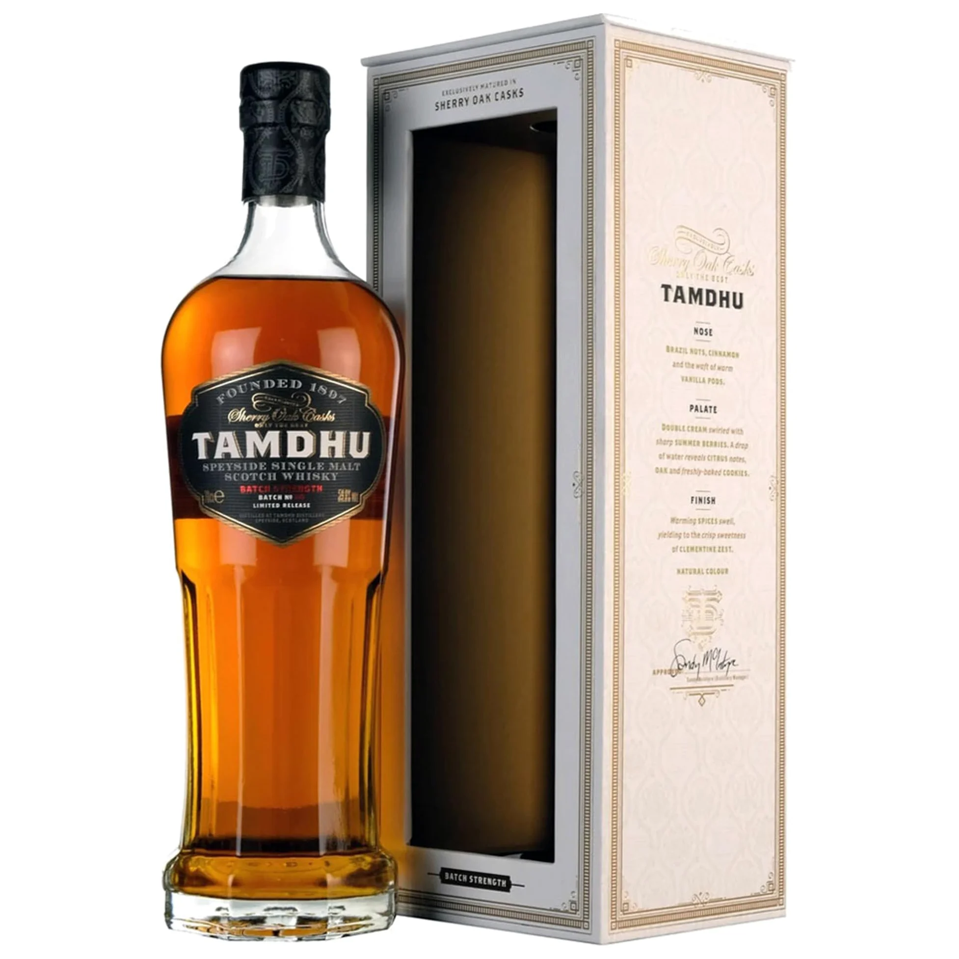 Tamdhu Batch Strenght Whiskey - Single Malt Scotch Whisky Maturato in Botti di Sherry, 57,5%, Bottiglia in Vetro da 70cl