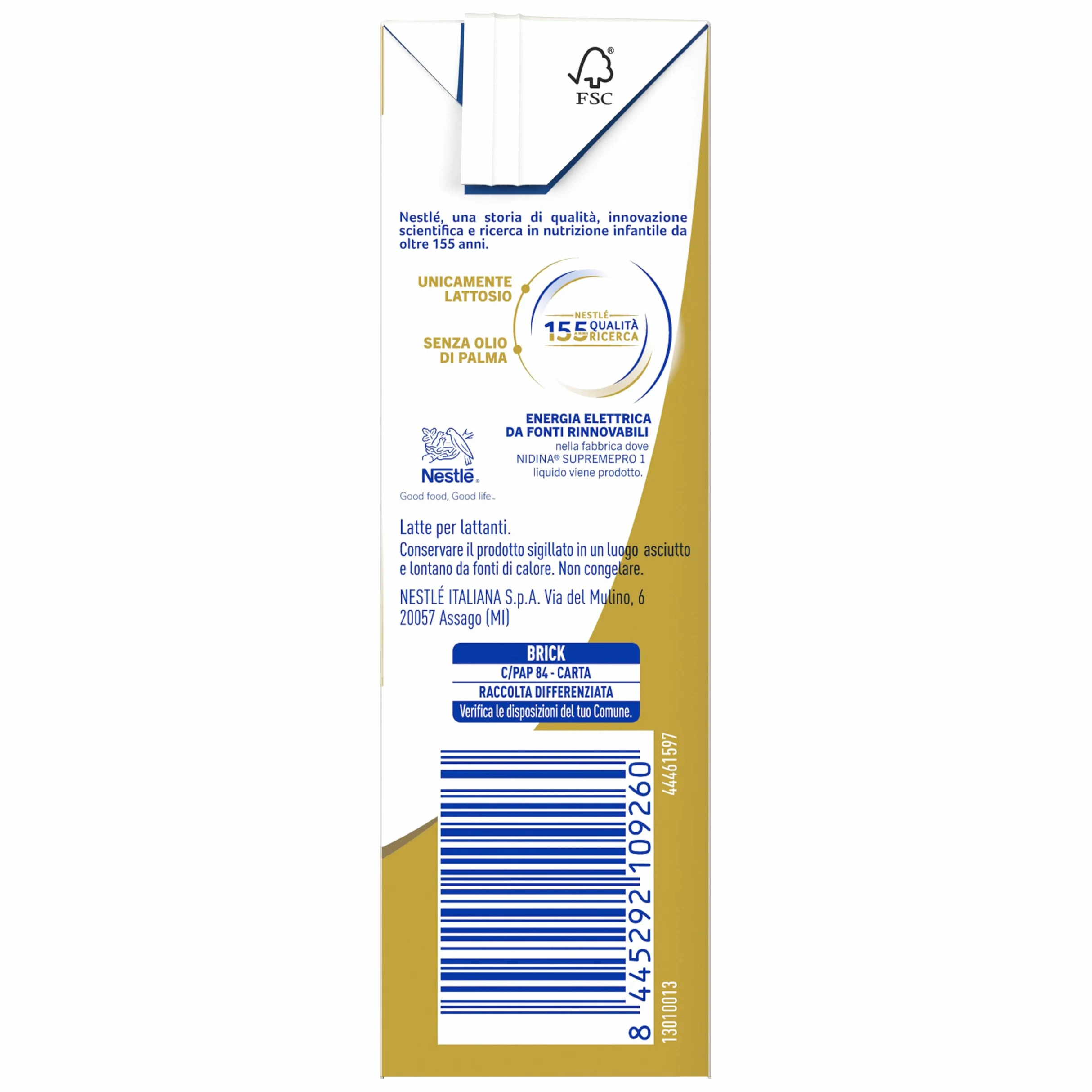 NIDINA SUPREMEpro 1 Latte per Lattanti Liquido dalla nascita, 12 Brick da 300ml (3,6L)