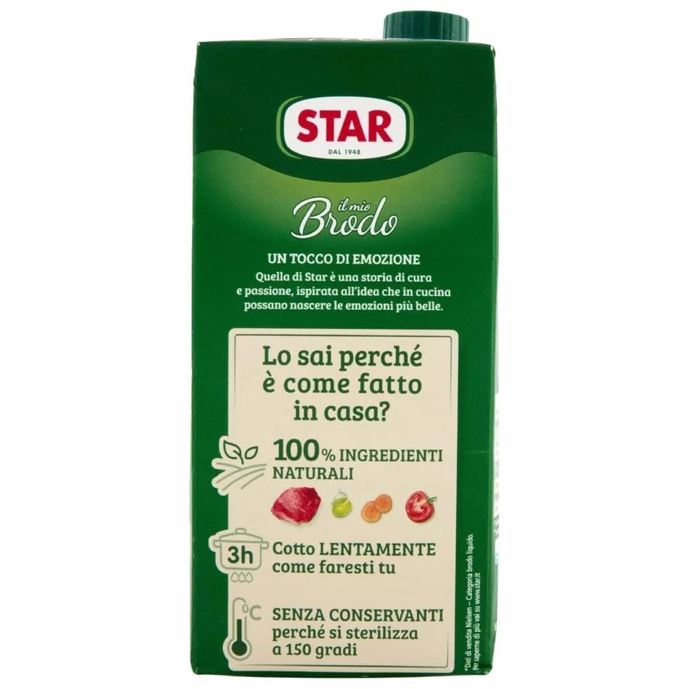 STAR Il Mio Brodo Manzo, 12 x 1 l, brodo liquido pronto, 100% naturale, senza conservanti, senza glutine + Beni Culinari portachiavi gratuito