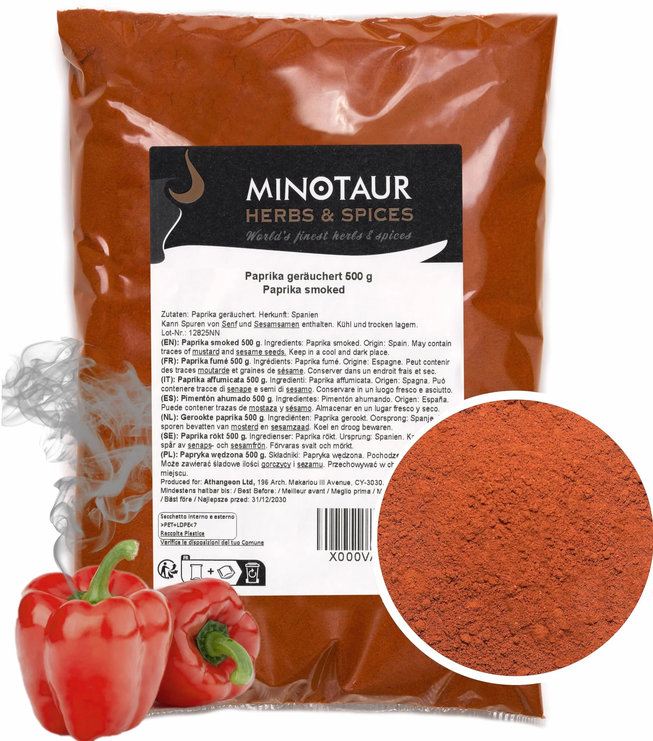 Minotaur Spices | Paprica affumicata | 2 x 500g (1 kg) | Paprica in polvere affumicata