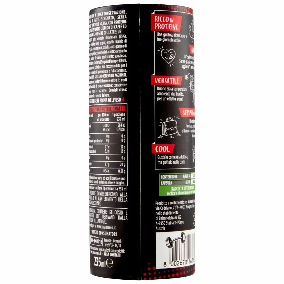 Granarolo MIX High Protein Milkshake Arabica Caramello Salato Dark Choco 20g di Proteine Senza Lattosio - 235ml