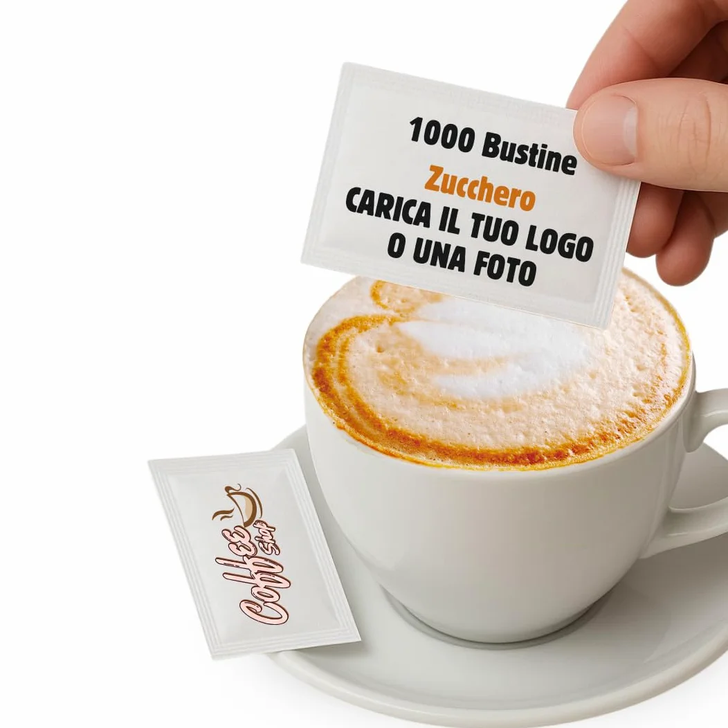 Festa della Mamma - Bustine di Zucchero Bianco e/o Canna Personalizzate con Logo/Foto - 1000 Bustine Monodose Personalizzabili - Bar|Hotel|Ristoranti (1000 ZUCCHERO BIANCO O/E + CANNA)