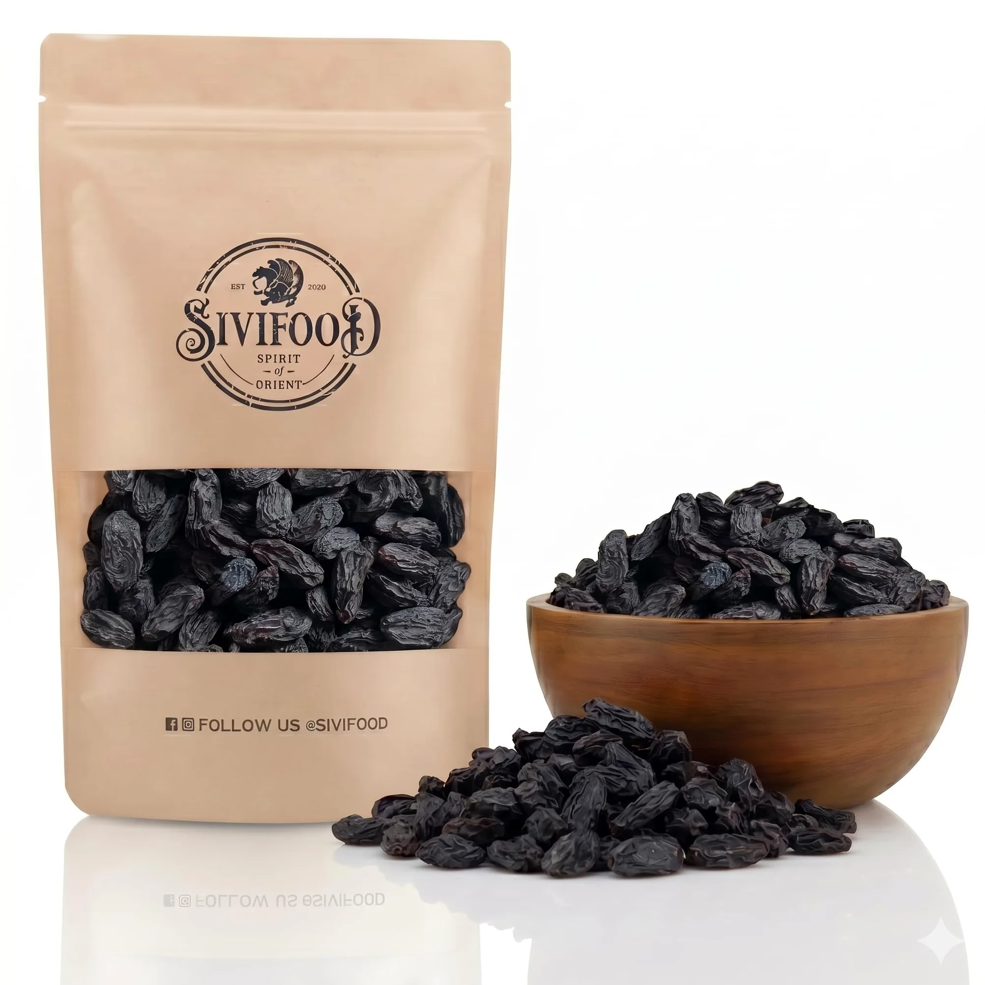 SIVIFOOD uvetta nera Jumbo senza zuccheri aggiunti 1kg – Naturale, dolce e succosa non solforate – Qualità premium – Ideale per snack, dolci, muesli o cucina – 100% frutta essiccata uva passa nera