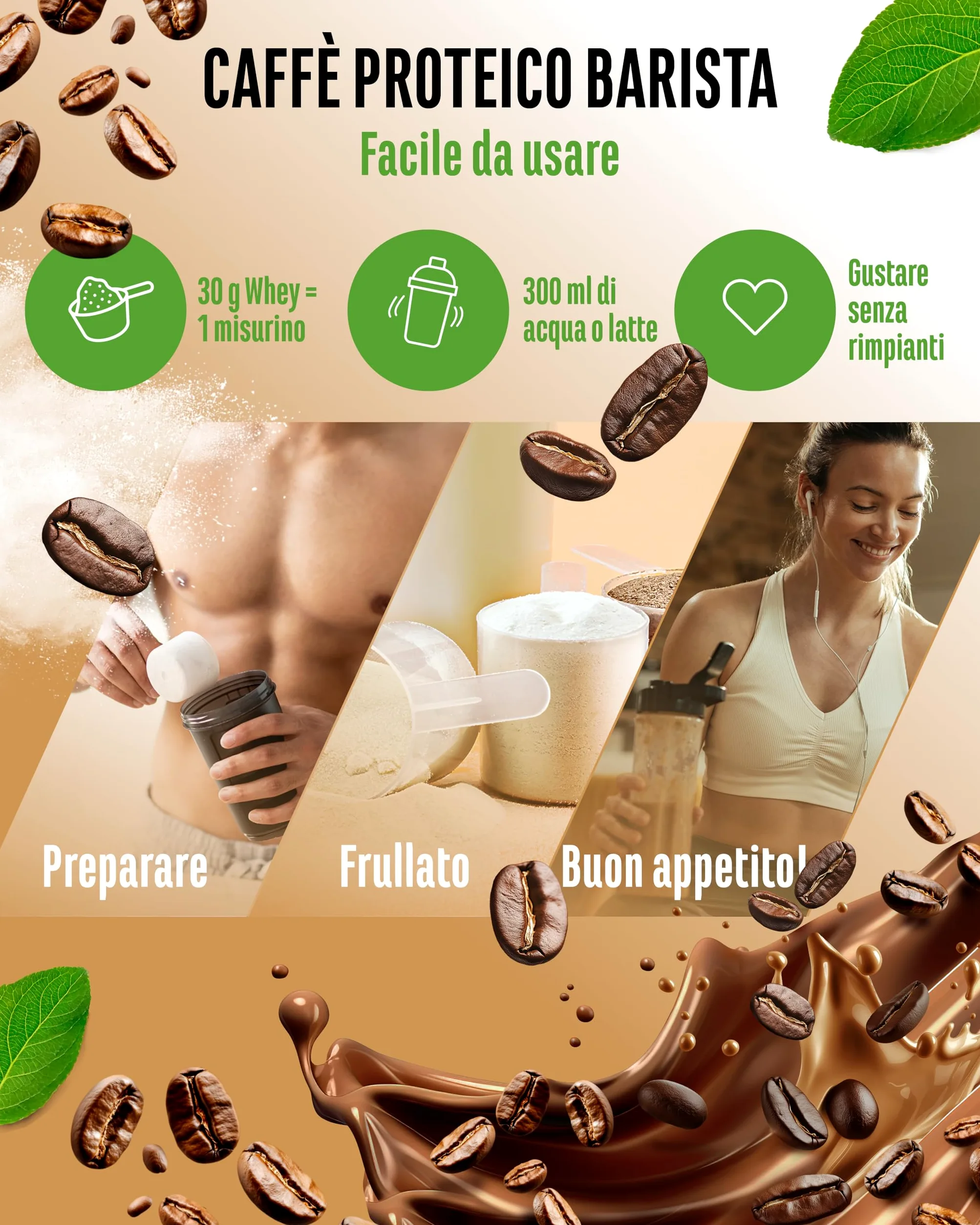 Barista Protein Coffee - Cremoso caffè proteico a base vegetale con fino a 24 g di proteine per porzione - con vero caffè, caffeina, pochi zuccheri e grassi, senza soia - (908 g, Classic vegan)