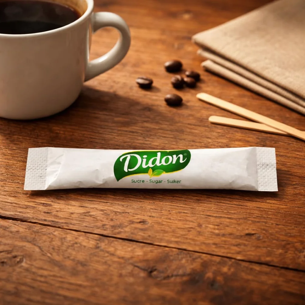 DIDON - 750 bustine di zucchero da 4g (3kg) con palette in legno in omaggio – Ideali per bevande calde - bustine zucchero monodose - Zucchero bianco - Sugar