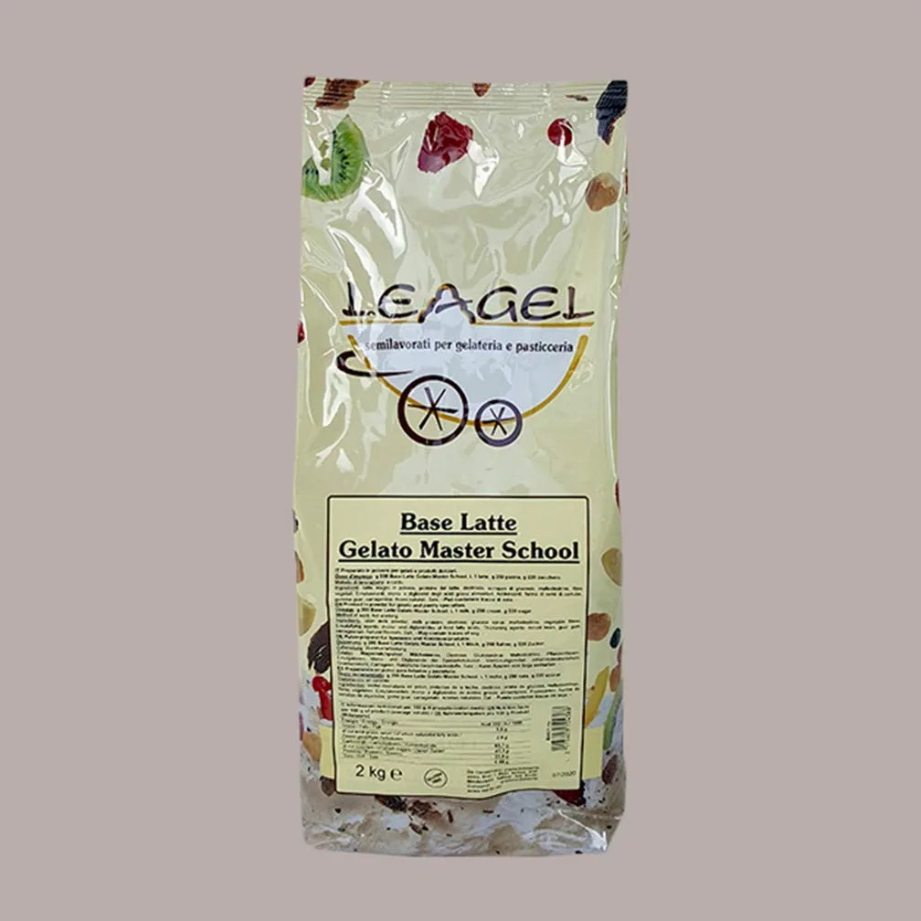 Base Latte Gelato Master School Leagel Preparato in Polvere Senza Aromi e Senza Grassi - 2 Kg -