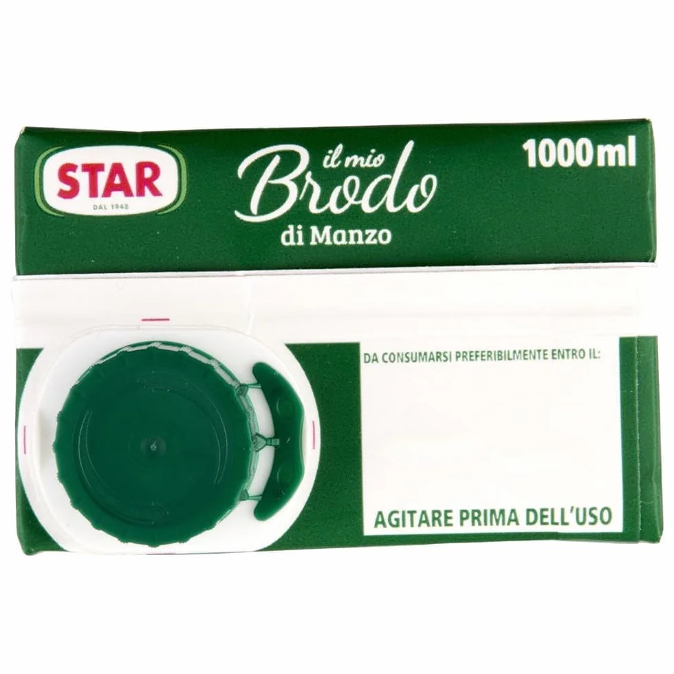 STAR Il Mio Brodo Manzo, 12 x 1 l, brodo liquido pronto, 100% naturale, senza conservanti, senza glutine + Beni Culinari portachiavi gratuito