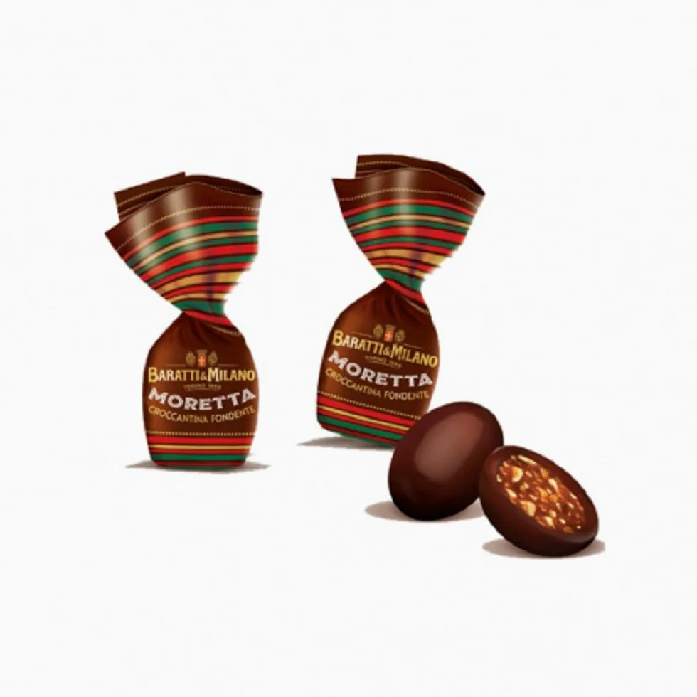 BARATTI & MILANO - CROCCANTE ALLA NOCCIOLA RICOPERTO DI CIOCCOLATO FONDENTE - BUSTA DA 1KG (MORETTA CROCCANTINA FONDENTE)
