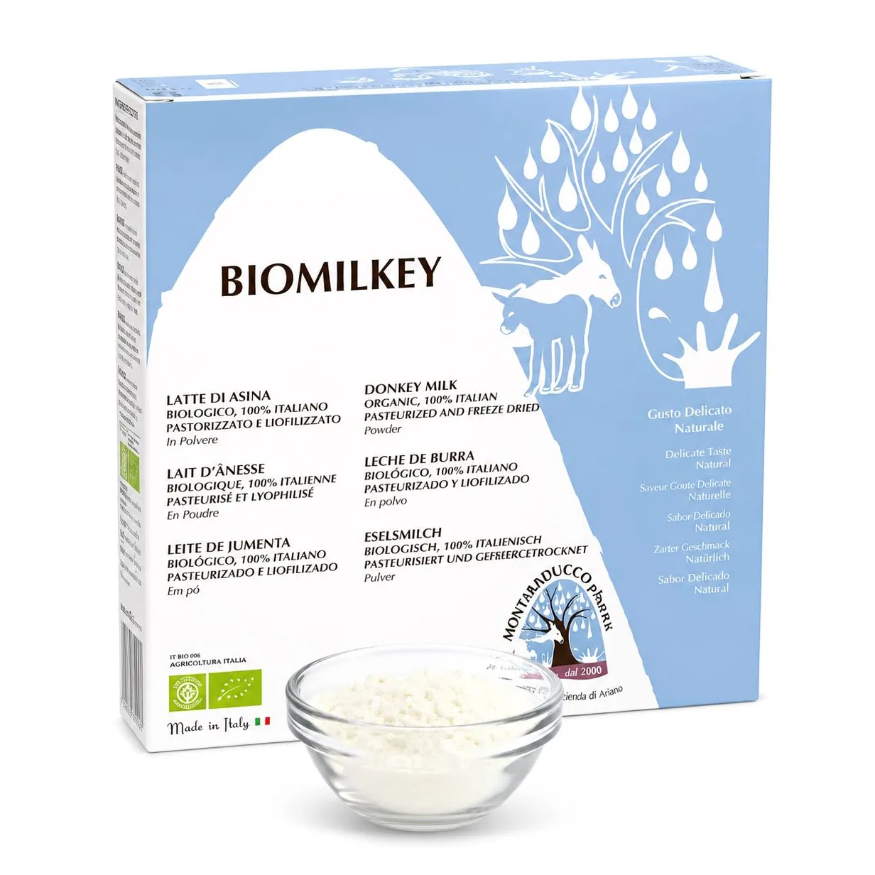 Latte di Asina Bio in polvere 100 g - uso alimentare, gusto delicato, da bere ricostituito, istantaneo- "Biomilkey" DONKEY MILK POWDER 100 gr