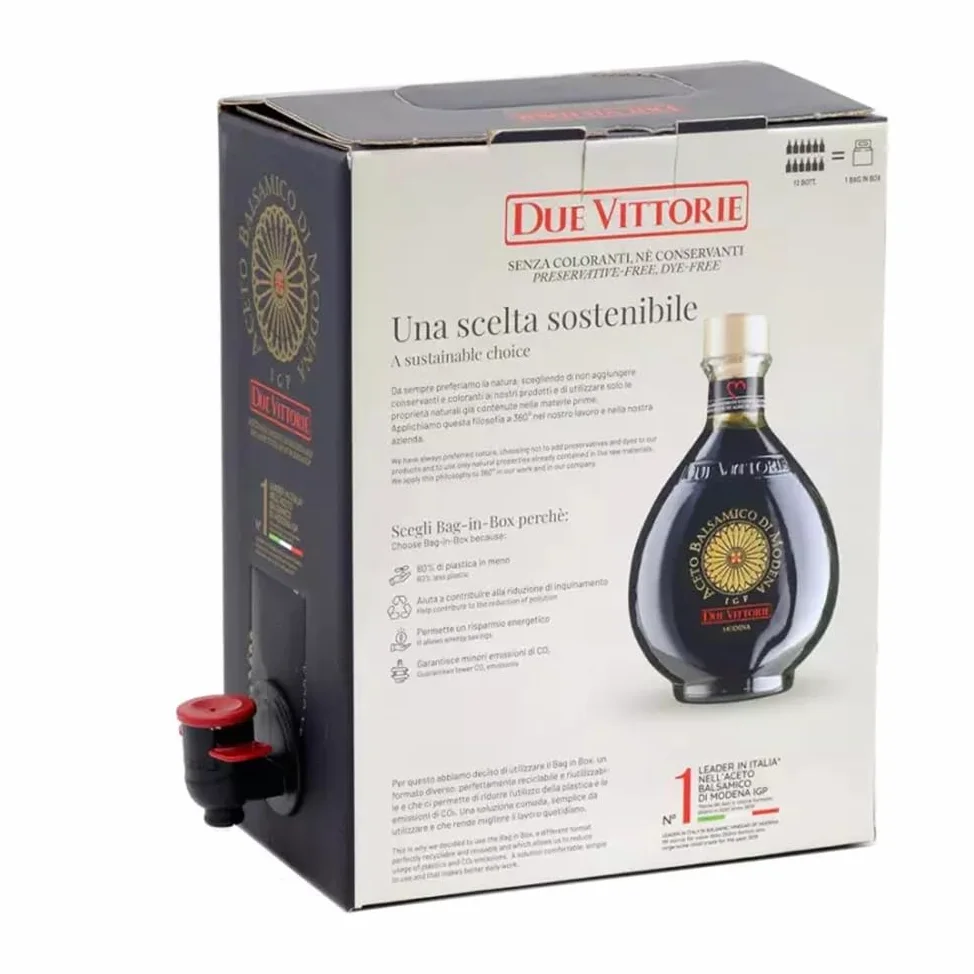Aceto Balsamico di Modena IGP Due Vittorie Oro Bag in Box 3 lt e bottiglia con tappo dosatore 250 ml