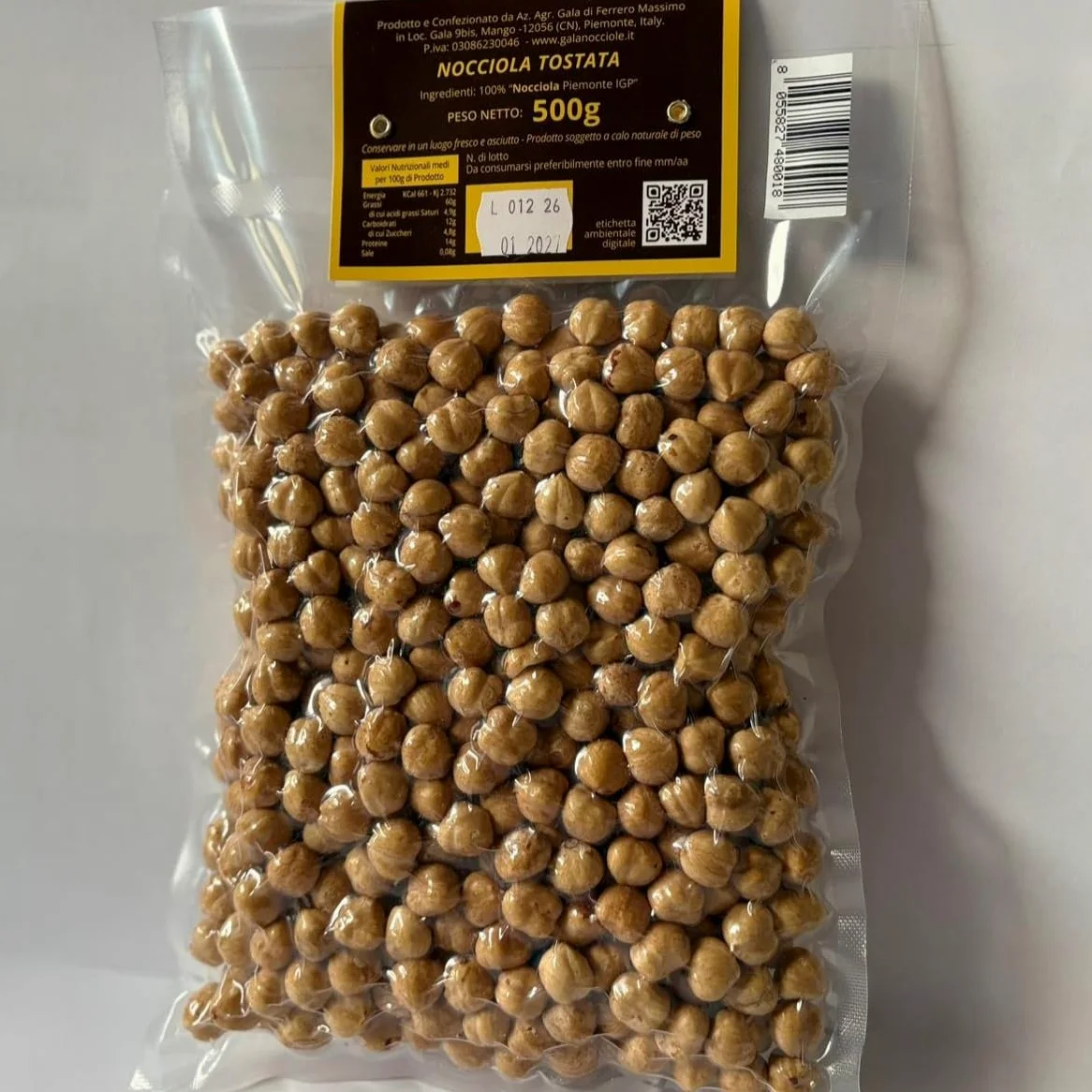 Gala Nocciole - Nocciole Piemonte IGP 500 g, Italiane Premium, Frutta Secca Naturale, Ricche di Gusto, Ideali per Dolci e Snack