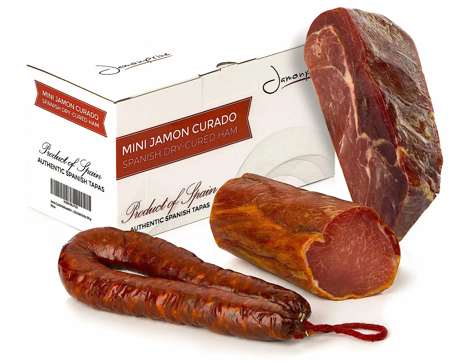 Prosciutto Crudo Serrano Spagnolo Stagionato e Disossato 1 Kg + Lomo (Lonza) Duroc Natural 250 gr + Chorizo Salsiccia 200 gr - Jamon Serrano Crudo Jamonprive